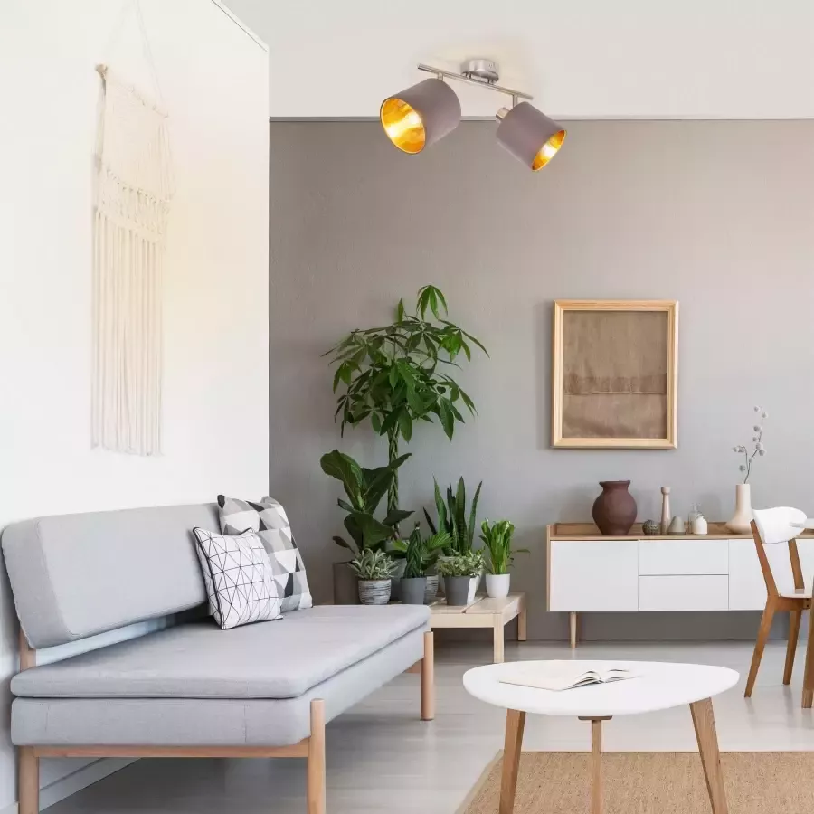 Näve Plafondlamp Maron 2-delige plafondlamp wandlamp spot 2xe14 max. 40w metaal textiel (1 stuk)