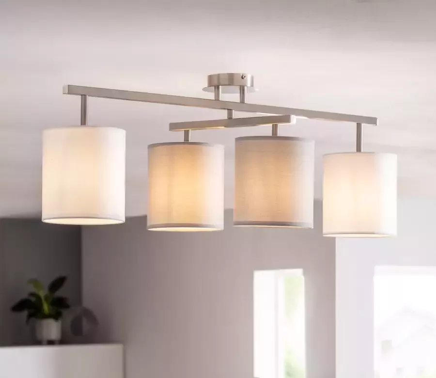 Näve Plafondlamp Tilde 4 x e27 textiels kappen elk 2 x in grijs en wit flexibel verstelbaar (1 stuk) - Foto 2