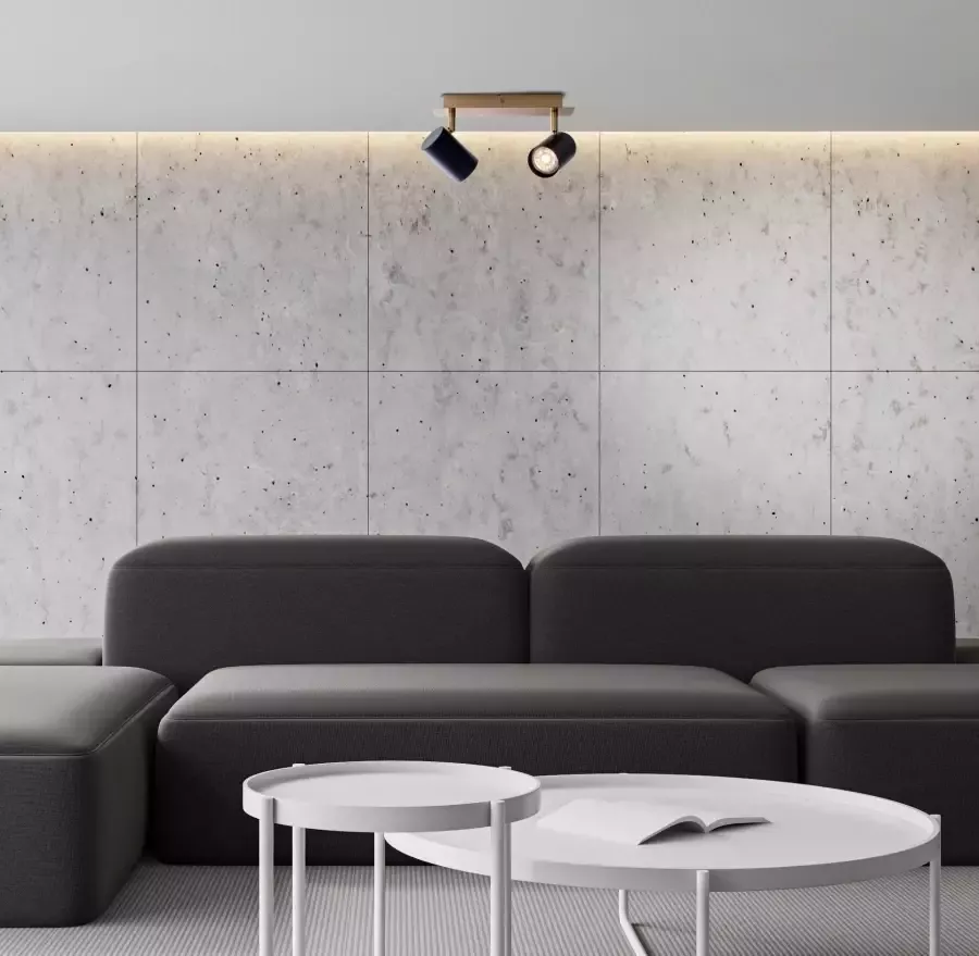 Näve Plafondspot Frida 2-vlammig gu10 spot zwart mat baldakijn messing lengte 24cm (1 stuk)