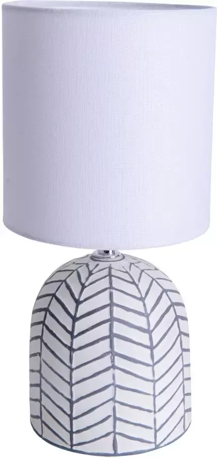 Näve Tafellamp Folio Textielkap linnen wit voet keramiek wit grijs 1xE14 wipschakelaar (1 stuk) - Foto 2