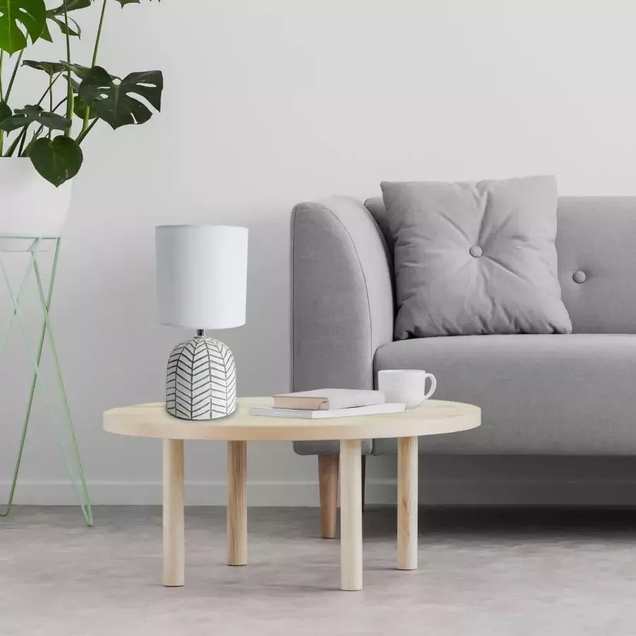 Näve Tafellamp Folio Textielkap linnen wit voet keramiek wit grijs 1xE14 wipschakelaar (1 stuk)