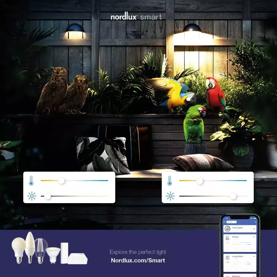 Nordlux Led-verlichting Smartlight Smart Home te bedienen lichtsterkte lichtkleur met wifi of bluetooth (3 stuks) - Foto 1