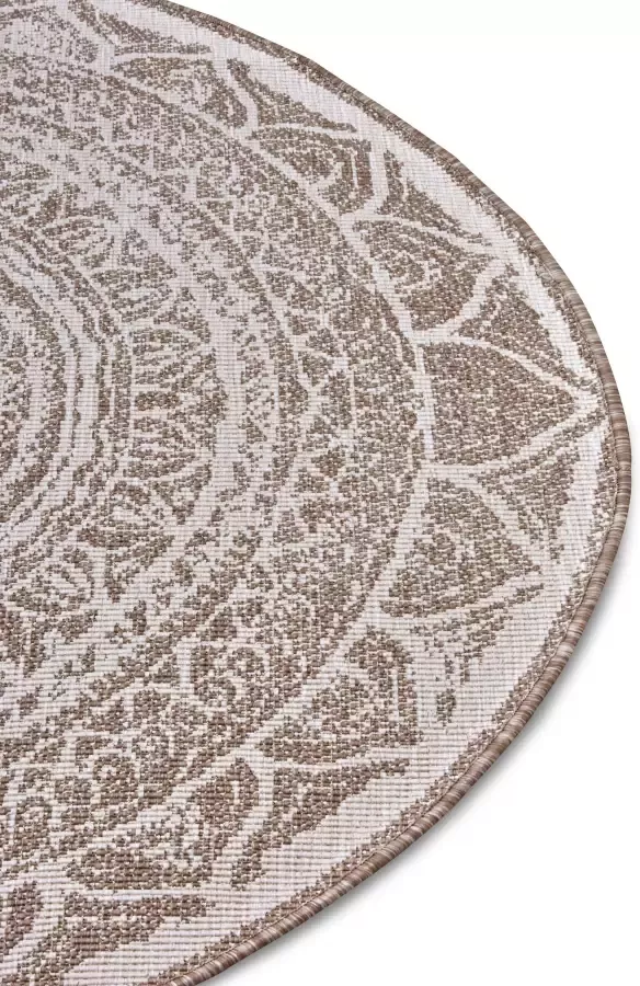 Northrugs Rond binnen & buiten vloerkleed Siruma lichtbruin crème 200 cm rond - Foto 4