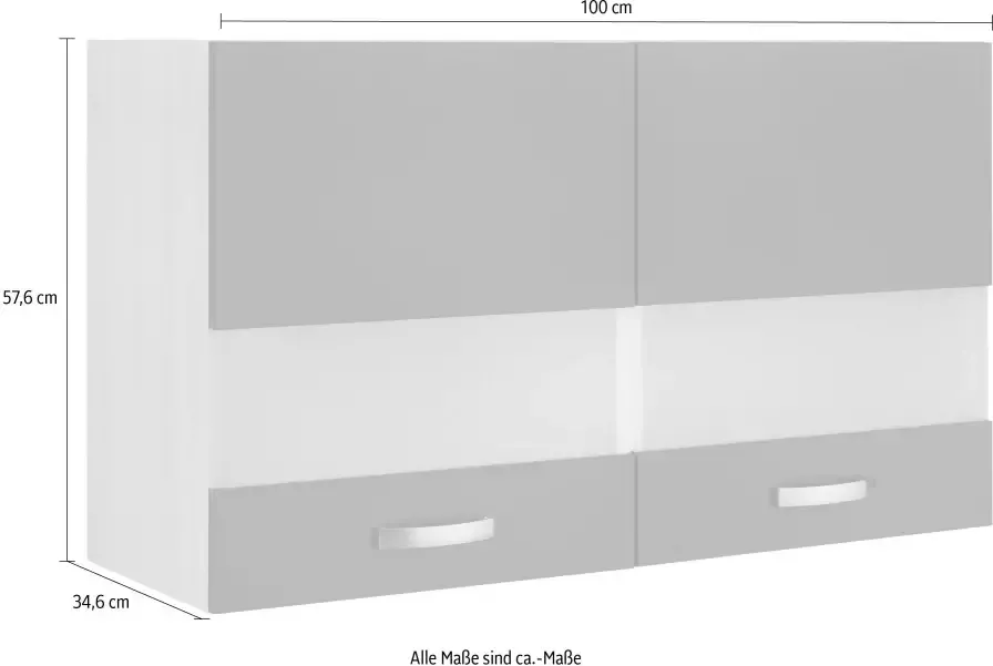OPTIFIT Hangend kastje met glasdeur Faro met metalen handgrepen breedte 100 cm - Foto 1