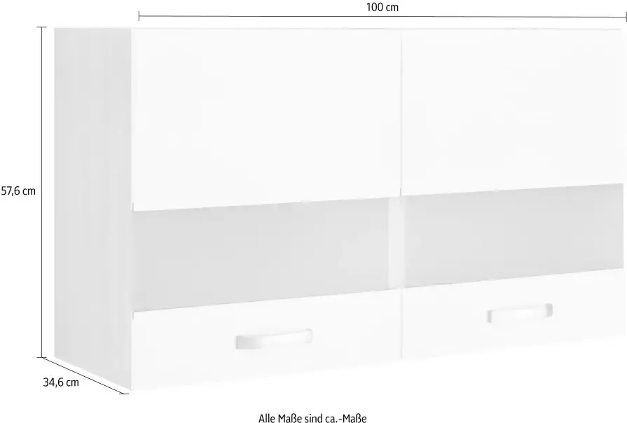 OPTIFIT Hangend kastje met glasdeur Faro met metalen handgrepen breedte 100 cm - Foto 1