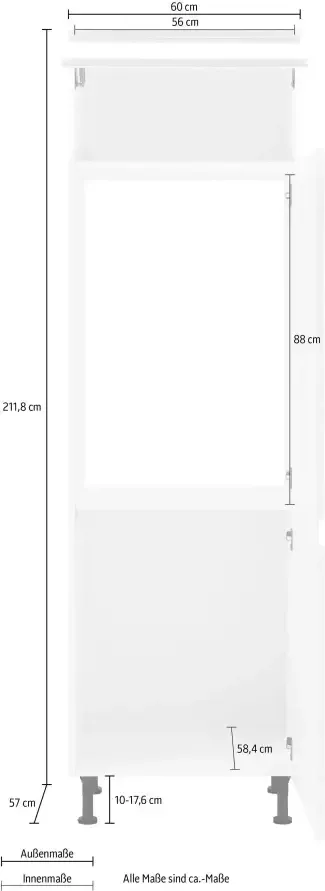 OPTIFIT Koelkastombouw Avio Hoogglansfronten en in hoogte verstelbare poten breedte 60 cm - Foto 4