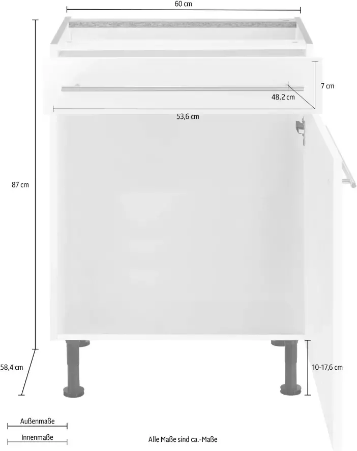 OPTIFIT Onderkast Bern 60 cm breed met deur en lade met in hoogte verstelbare poten - Foto 2