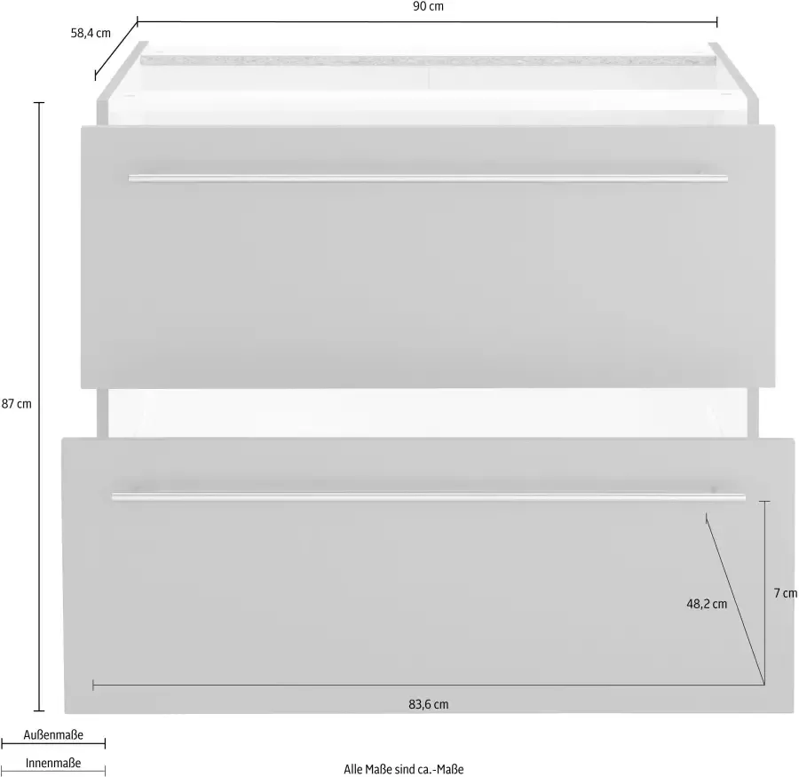 OPTIFIT Onderkast Bern 90 cm breed met 2 grote laden voor veel bergruimte