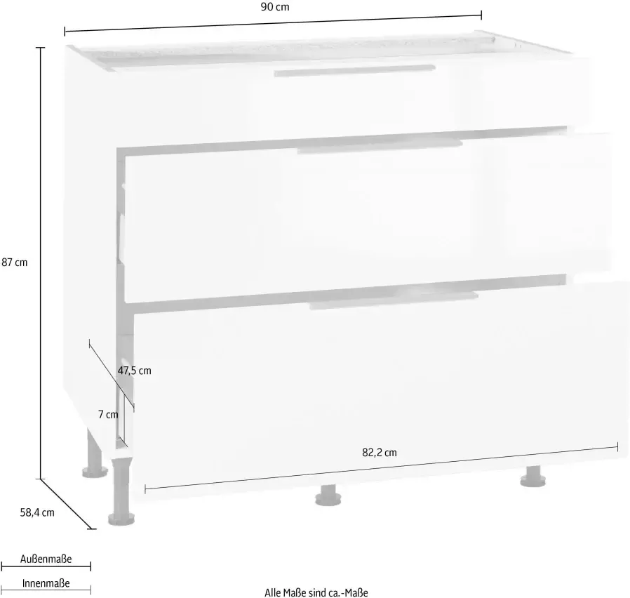 OPTIFIT Onderkast Tara volledig uittrekbaar en soft-closefunctie breedte 90 cm - Foto 2