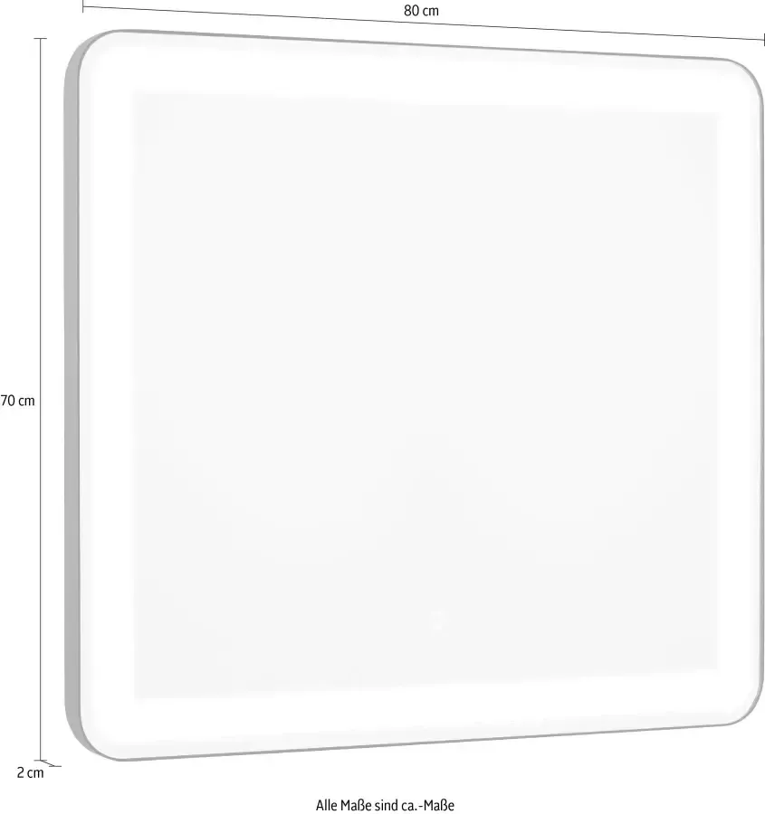 OTTO Badspiegel LED Spiegel Lana Spiegel met zwarte lijst en afgeronde hoeken (complete set 1 stuk) - Foto 3