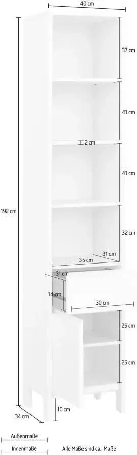 OTTO products Hoge kast Jorrick Breedte 40 cm massief grenenhout met bio olie was behandeld - Foto 5