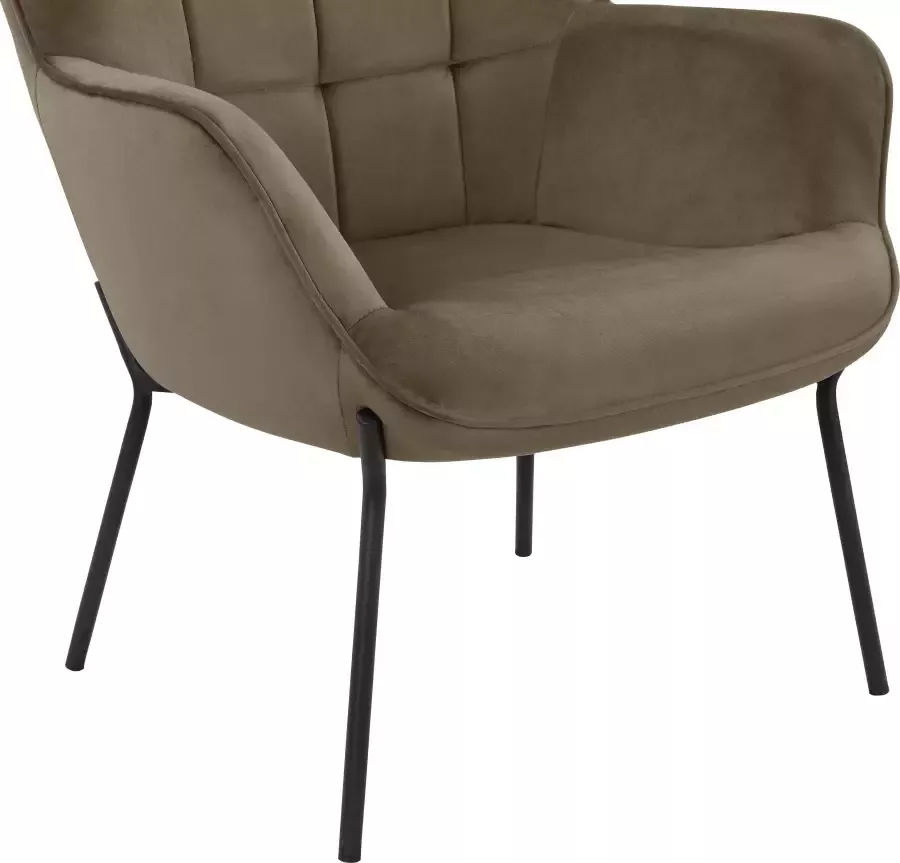 OTTO products Loungestoel Luukas ovale stoel met metalen poten Stof gerecycled polyester zacht verdikte zitting en rugleuning zithoogte 46 cm (1 stuk) - Foto 2