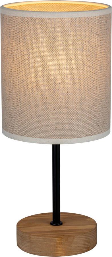 OTTO products Tafellamp EMMO Tafellamp hoogwaardige textielen kap lampvoet van hout en metaal - Foto 2
