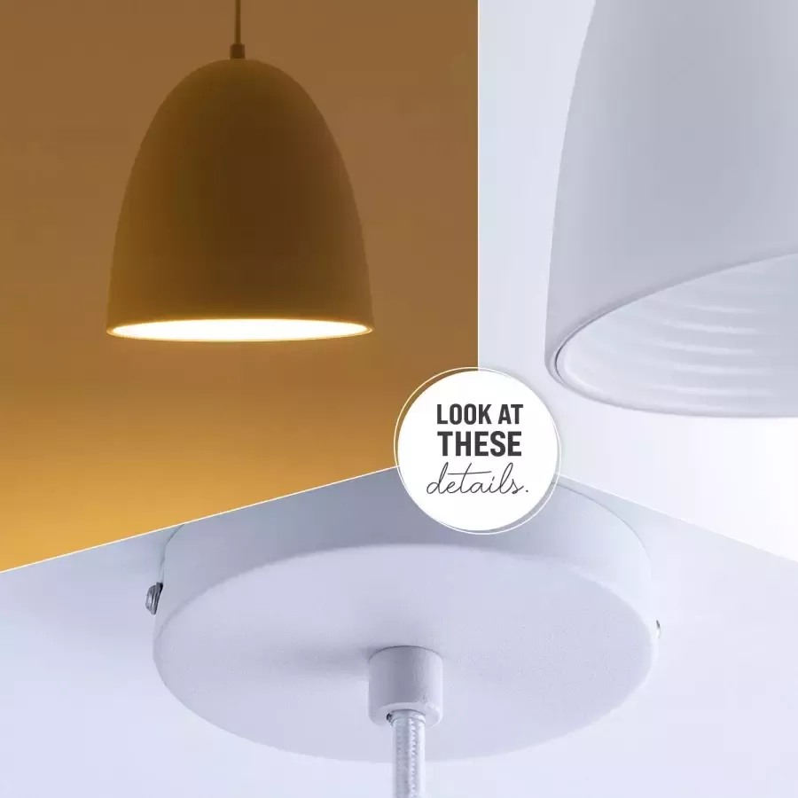 Paco Home Hanglamp JACK Keukenlamp hanglamp eetkamer Eettafellamp binnenin in goudkleur wit - Foto 2