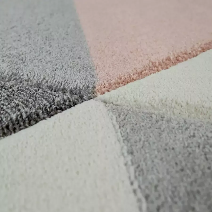 Paco Home Vloerkleed Woonkamer Laagpolig Modern Abstract Pastel Geometrisch Rhombus 3D 80x300 cm