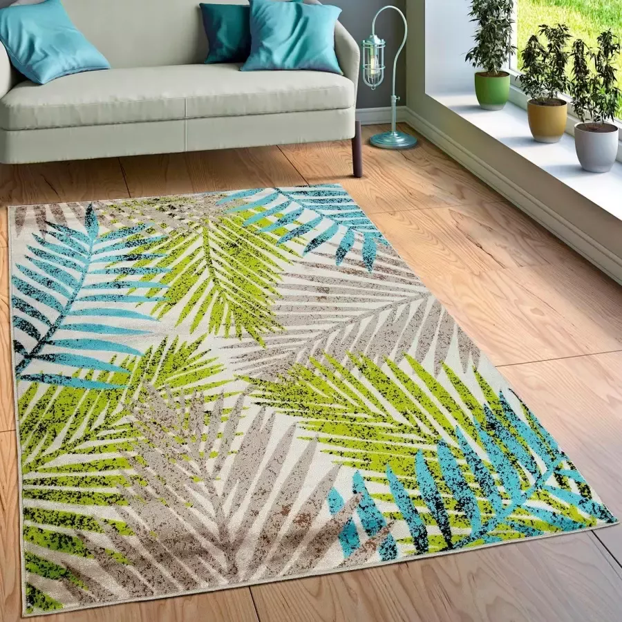 Paco Home Designvloerkleed Woonkamer Urban Jungle Palmen Design Bruin Beige Groen Blauw 240x340 cm - Foto 3