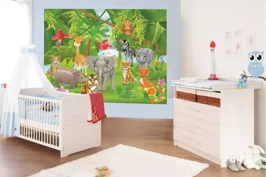 Papermoon Fotobehang Kids Jungle animals Vlies 5 banen 250 x 180 cm (5-delig) - Foto 1