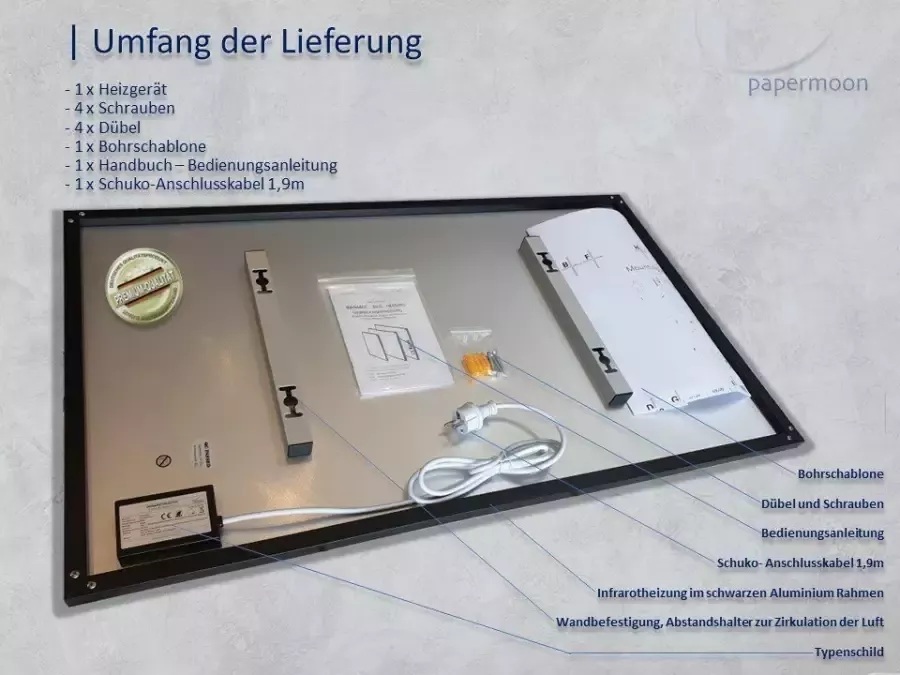 Papermoon Infraroodverwarming Eiland met huis zeer aangename stralingswarmte