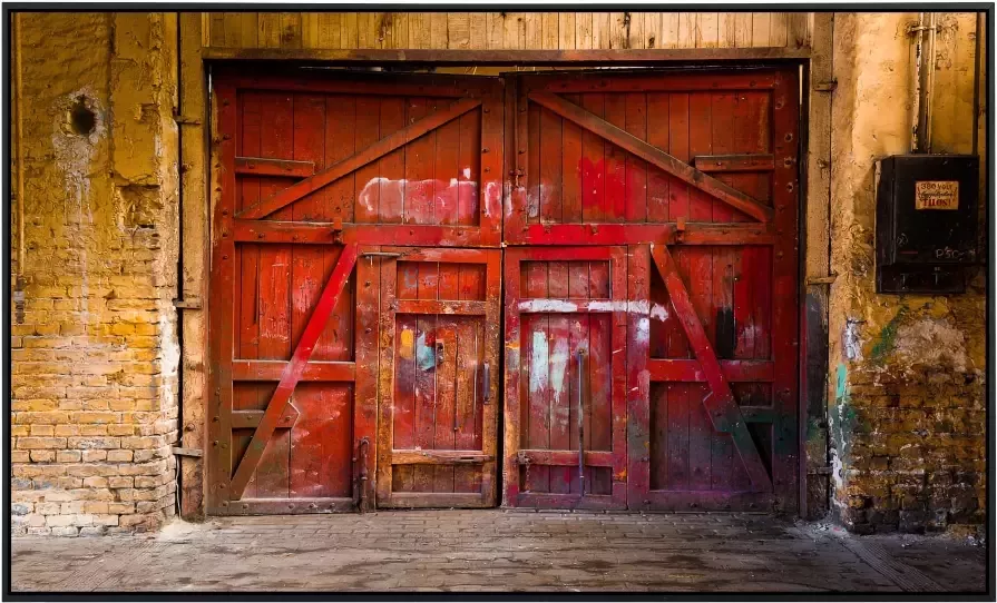 Papermoon Infraroodverwarming Vintage rode houten poort zeer aangename stralingswarmte - Foto 5