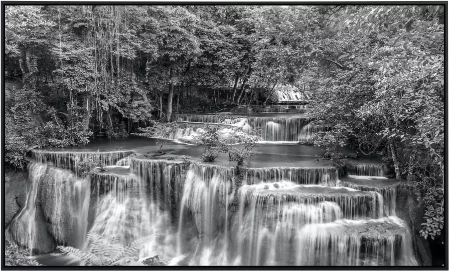 Papermoon Infraroodverwarming Waterval in het bos zwart & wit - Foto 5