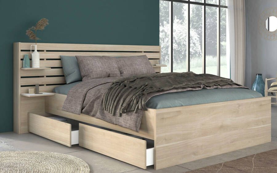 Vente-unique Bed 140 x 190 cm met opbergruimte naturel TENALIA L 202.8 cm x H 98.2 cm x D 216.8 cm - Foto 4