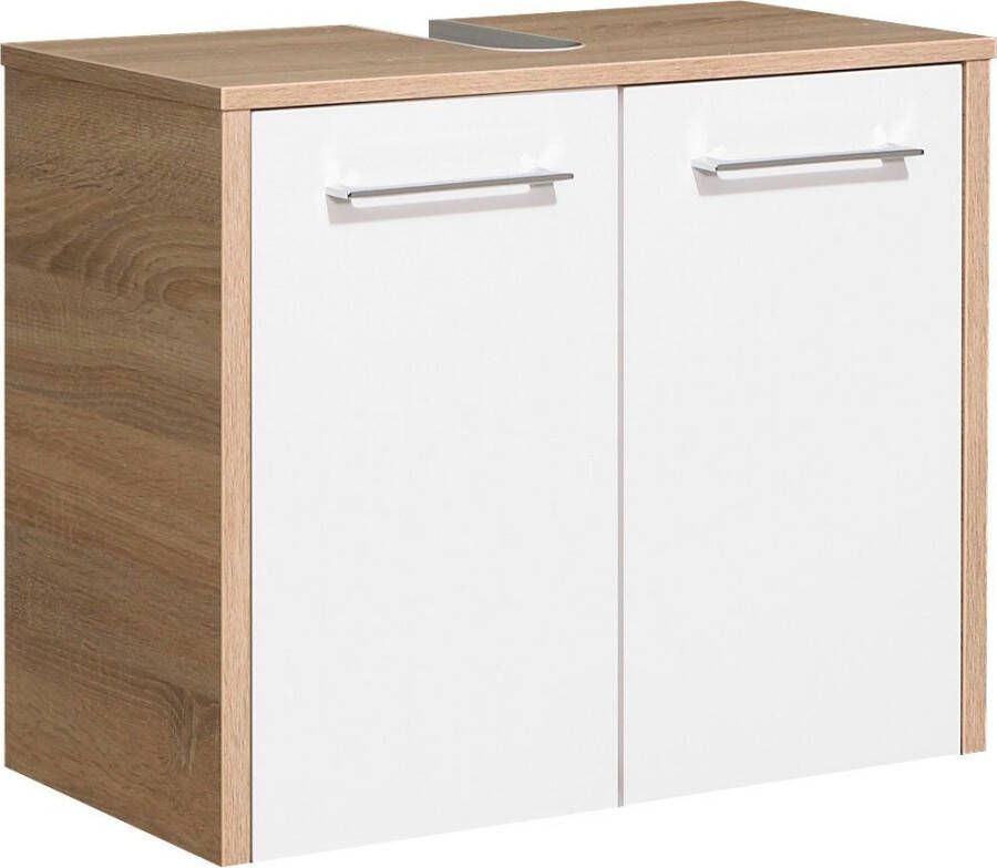 Saphir Badkamerserie Quickset 382 2-delig wastafelonderkast met led-spiegelkast 65 cm breed incl. deurdemper 4 deuren 2 legplanken badkamer set (2-delig) - Foto 2