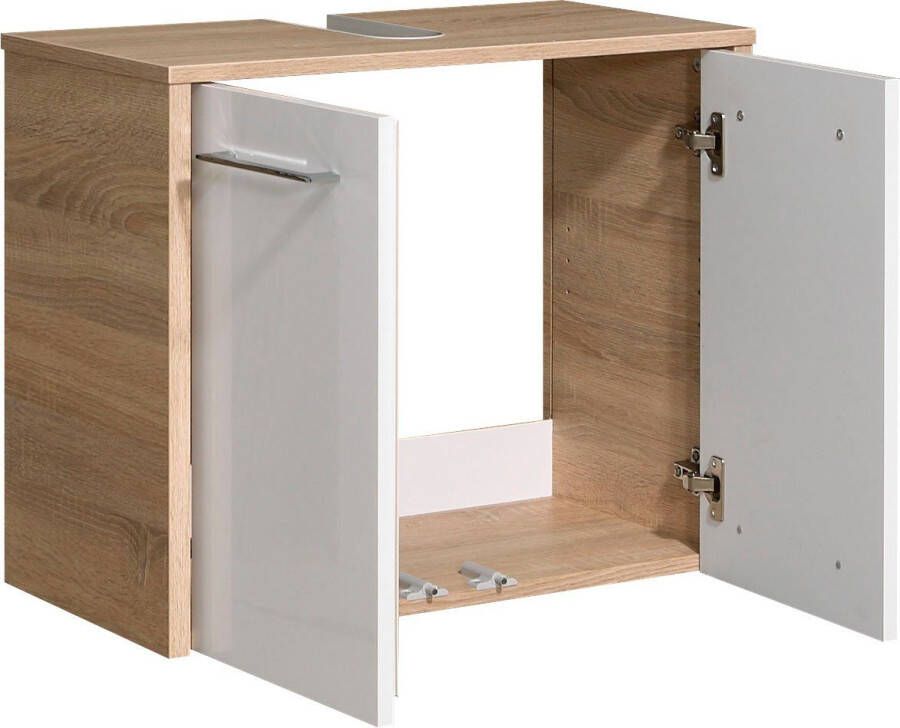 Saphir Badkamerserie Quickset 382 2-delig wastafelonderkast met led-spiegelkast 65 cm breed incl. deurdemper 4 deuren 2 legplanken badkamer set (2-delig) - Foto 3