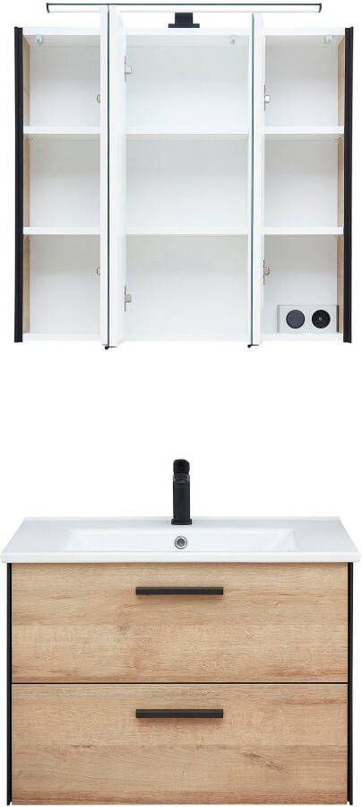 Saphir Badkamerserie Quickset 395 2-delig keramieken wastafelonderkast met led-spiegelkast (2-delig) - Foto 14