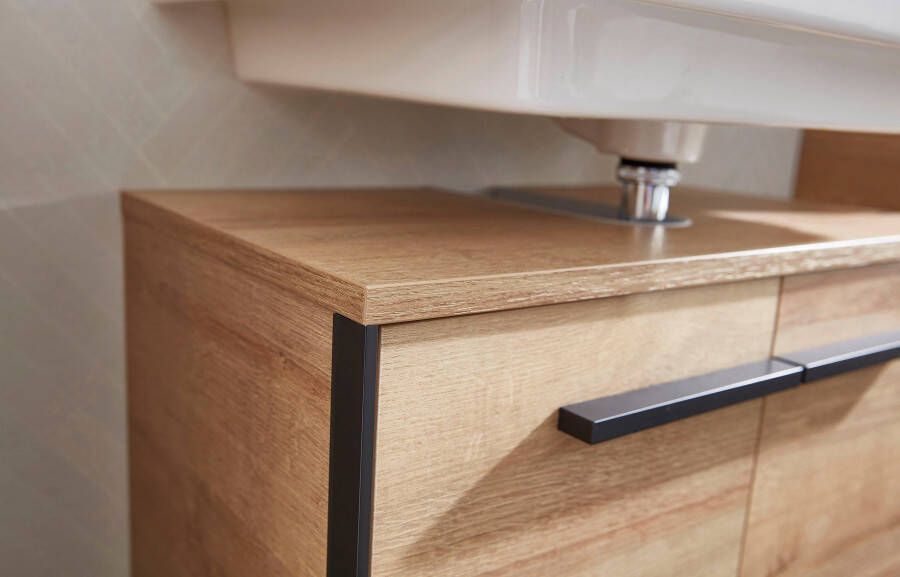 Saphir Badkamerserie Quickset 395 3-delig wastafelonderkast met led-spiegelkast Middel kast incl. deurdemper 6 deuren 1 lade badkamer set (4-delig) - Foto 14