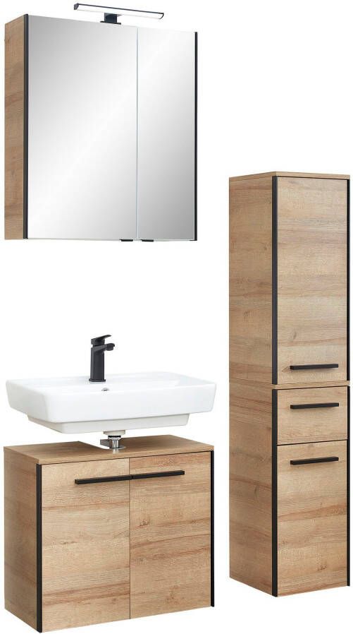 Saphir Badkamerserie Quickset 395 3-delig wastafelonderkast met led-spiegelkast Middel kast incl. deurdemper 6 deuren 1 lade badkamer set (4-delig) - Foto 16