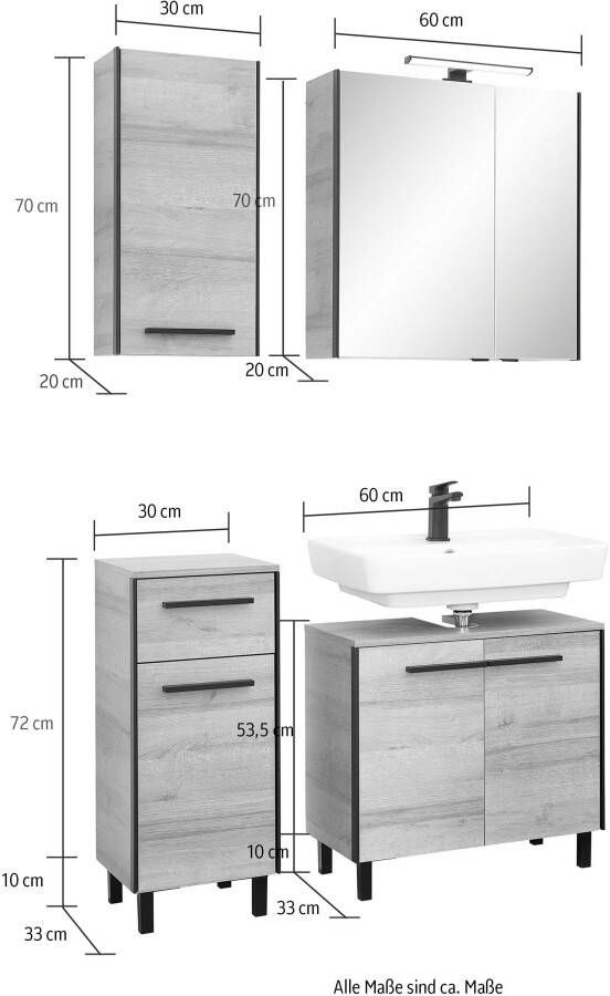 Saphir Badkamerserie Quickset 395 4-delig wastafelonderkast met led-spiegelkast (4-delig) - Foto 14