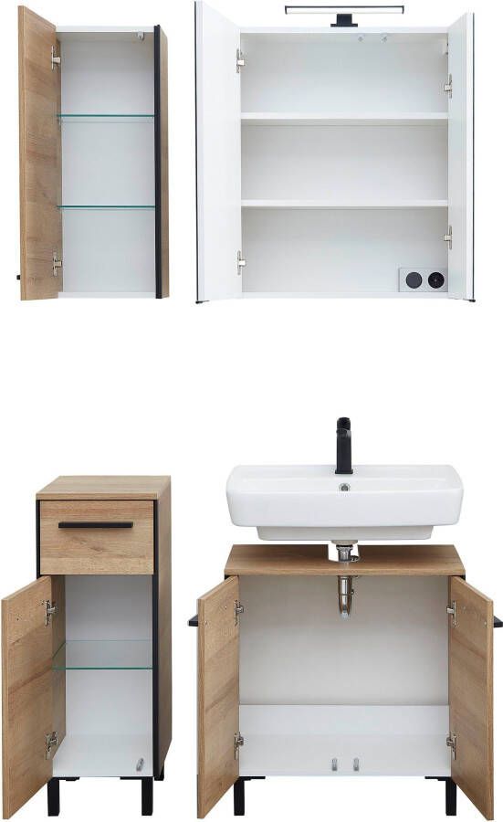 Saphir Badkamerserie Quickset 395 4-delig wastafelonderkast met led-spiegelkast (4-delig) - Foto 15