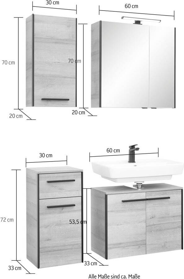 Saphir Badkamerserie Quickset 395 4-delig wastafelonderkast met led-spiegelkast (4-delig) - Foto 10