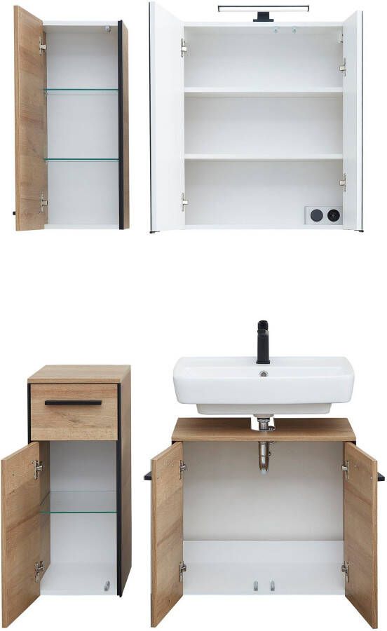 Saphir Badkamerserie Quickset 395 4-delig wastafelonderkast met led-spiegelkast (4-delig) - Foto 14