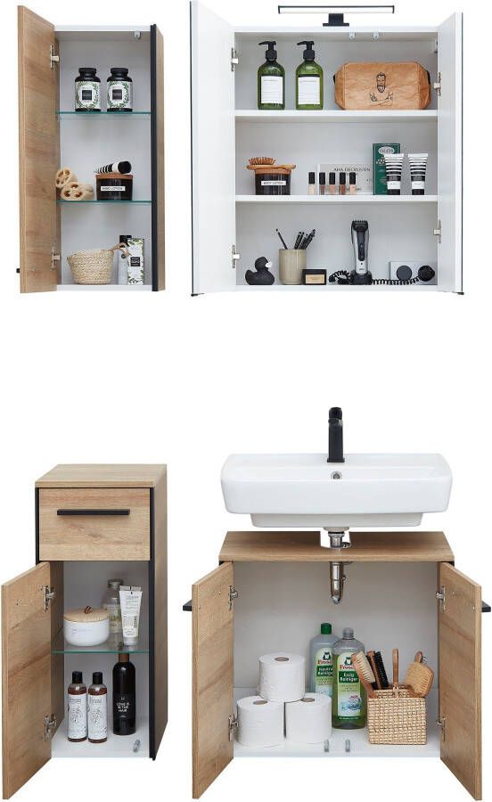 Saphir Badkamerserie Quickset 395 4-delig wastafelonderkast met led-spiegelkast (4-delig) - Foto 15