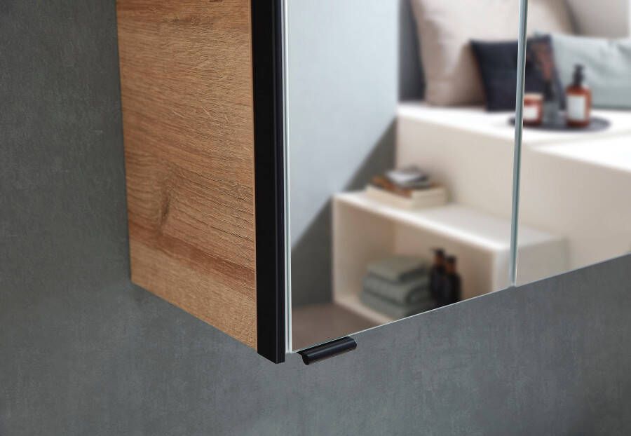 Saphir Badkamerserie Quickset 395 3-delig keramieken wastafel met led-spiegelkast Halfhoge kast inclusief deurdemper 5 deuren 3 laden badkameraccessoire-set (5-delig) - Foto 12