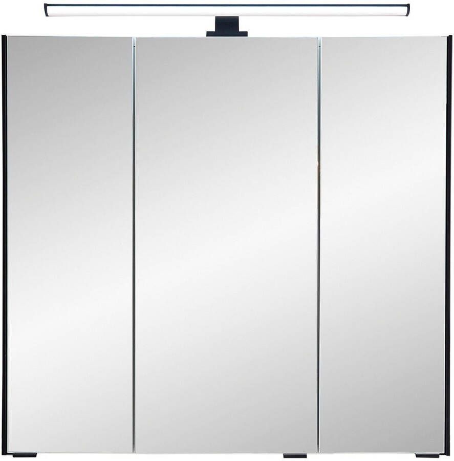 Saphir Badkamerserie Quickset 395 3-delig keramieken wastafel met led-spiegelkast Halfhoge kast inclusief deurdemper 5 deuren 3 laden badkameraccessoire-set (5-delig)