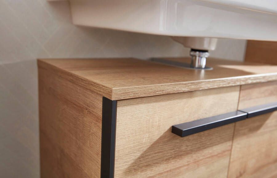 Saphir Badkamerserie Quickset 395 5-delig wastafelonderkast met led-spiegelkast Onderkast hangend kastje halfhoge kast inclusief deurdemper 7 deuren (6-delig) - Foto 15