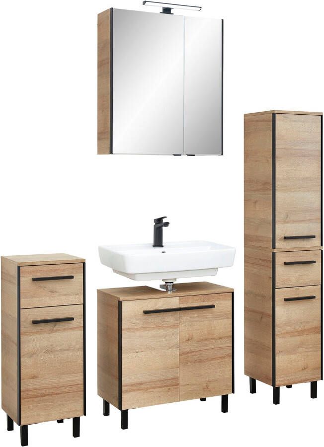 Saphir Badkamerserie Quickset 395 4-delig wastafelonderkast met led-spiegelkast Onderkast halfhoge kast inclusief deurdemper 7 deuren 2 laden (5-delig) - Foto 9