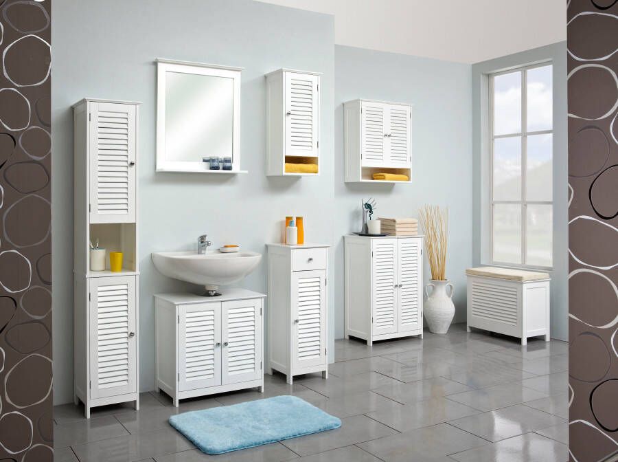 Saphir Badkamerserie Quickset 928 4-delig wastafelonderkast met spiegel Onderkast hangkast 4 deuren 1 lade niche wit glans (4-delig) - Foto 6