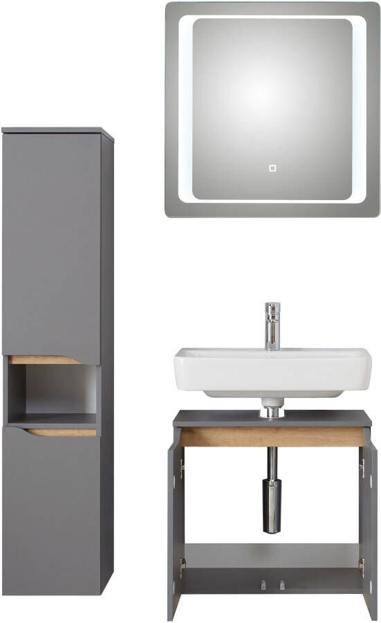 Saphir Badkamerserie Quickset 3-delig wastafelonderkast met led-spiegel met halfhoge kast inclusief deurdemper 4 deuren 1 nis badkameraccessoireset (3-delig) - Foto 11