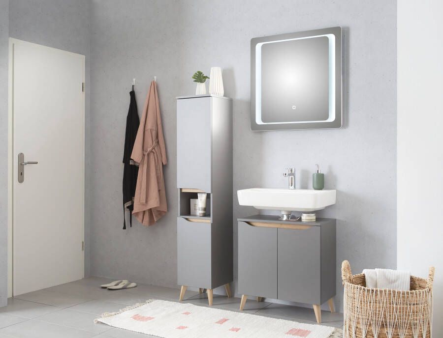 Saphir Badkamerserie Quickset 3-delig wastafelonderkast met led-spiegel met halfhoge kast inclusief deurdemper 4 deuren 1 nis badkameraccessoireset (3-delig) - Foto 4