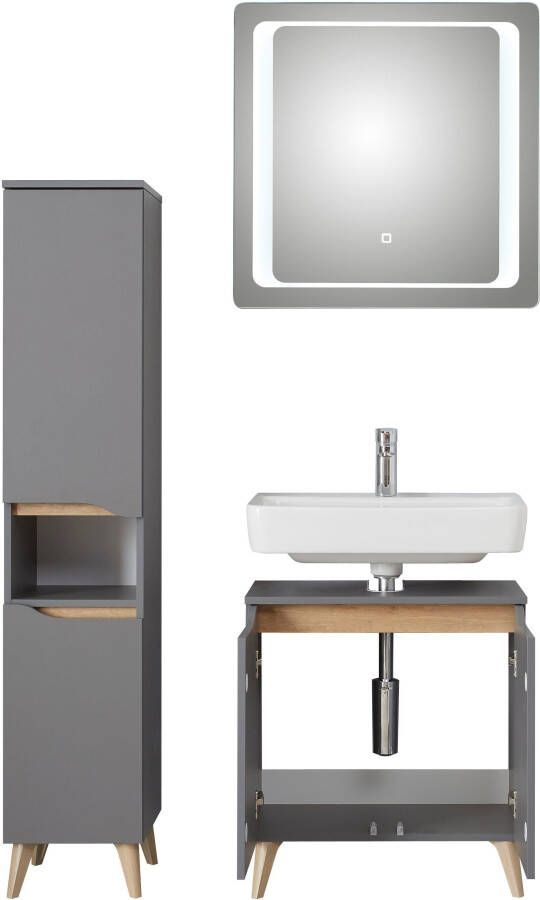 Saphir Badkamerserie Quickset 3-delig wastafelonderkast met led-spiegel met halfhoge kast inclusief deurdemper 4 deuren 1 nis badkameraccessoireset (3-delig) - Foto 12