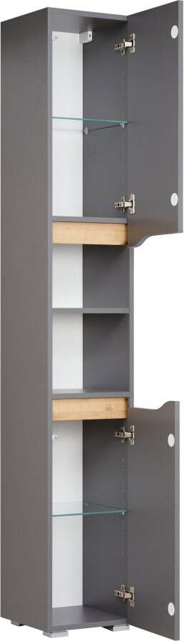 Saphir Badkamerserie Quickset 5-delig wastafelonderkast met led-spiegelkast Hoge kast onderkast hangend kastje inclusief deurdemper 9 deuren (5-delig) - Foto 17