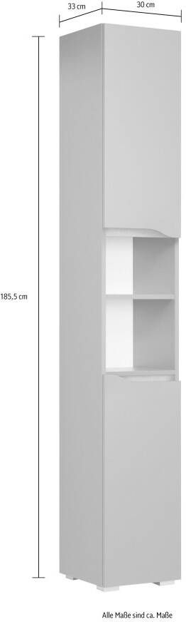 Saphir Badkamerserie Quickset 5-delig wastafelonderkast met led-spiegelkast Hoge kast onderkast hangend kastje inclusief deurdemper 9 deuren (5-delig) - Foto 18