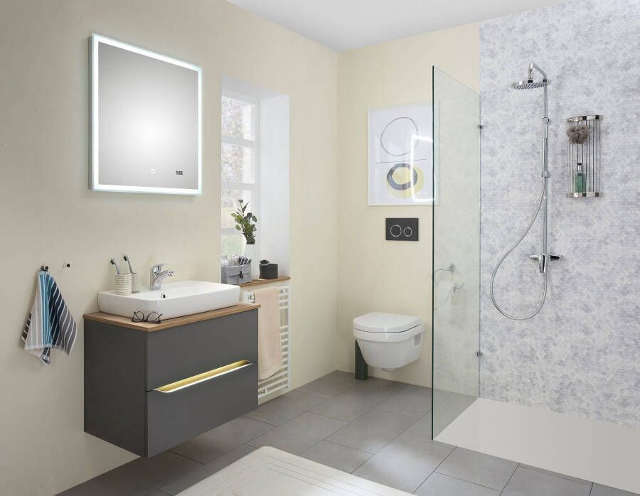 Saphir Badkamerserie Quickset 2-delig keramieken opzetwasbak met led-spiegel Wastafelmeubel 73 cm breed inclusief deurdemper 2 laden (5-delig) - Foto 6