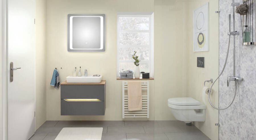 Saphir Badkamerserie Quickset 2-delig keramieken opzetwasbak met led-spiegel Wastafelmeubel 73 cm breed inclusief deurdemper 2 laden (5-delig) - Foto 9