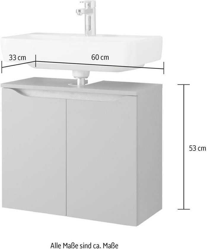 Saphir Badkamerserie Quickset 5-teilig Waschbeckenunterschrank mit LED-Spiegel Poten met houtlook (5-delig) - Foto 2