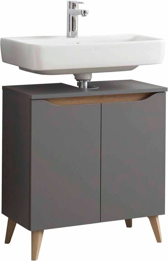 Saphir Badkamerserie Quickset 5-teilig Waschbeckenunterschrank mit LED-Spiegel Poten met houtlook (5-delig) - Foto 7