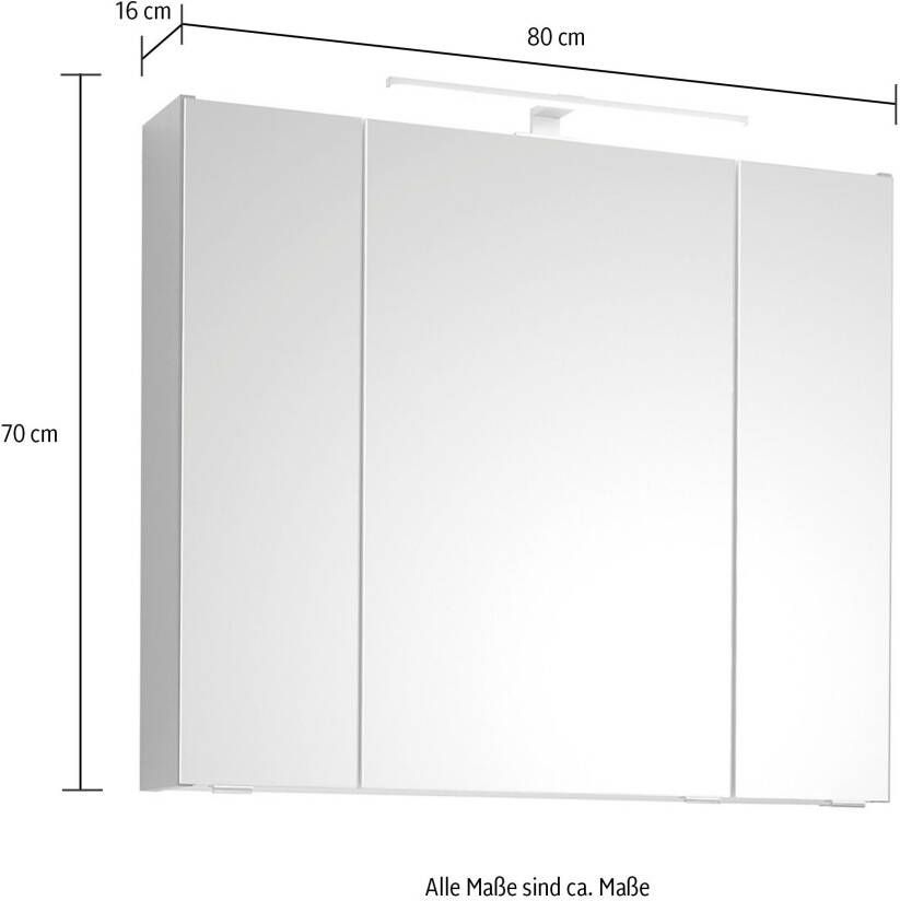 Saphir Badkamerserie Quickset 2-delig keramieken opzetwasbak met led-spiegelkast Wastafel 80 cm breed inclusief deurdemper 3 deuren 2 lades (5-delig) - Foto 7